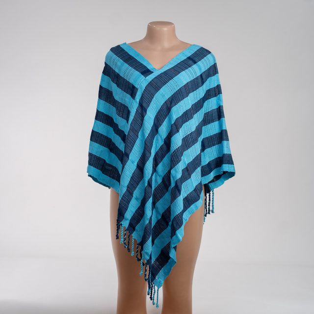 Poncho de rayas azul