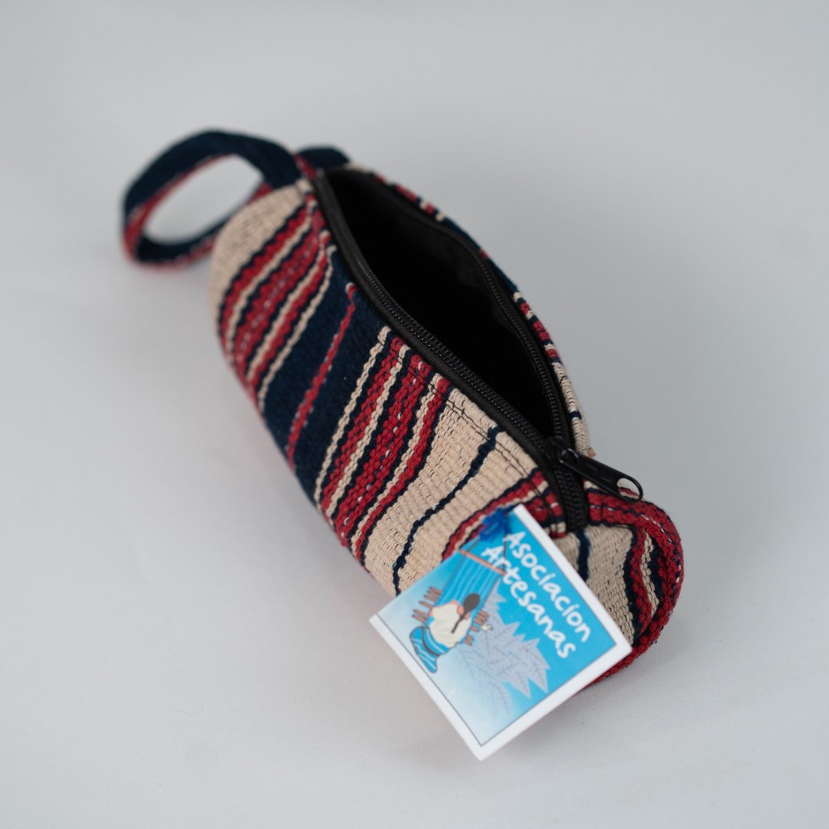 Estuche cilíndrico de rayas