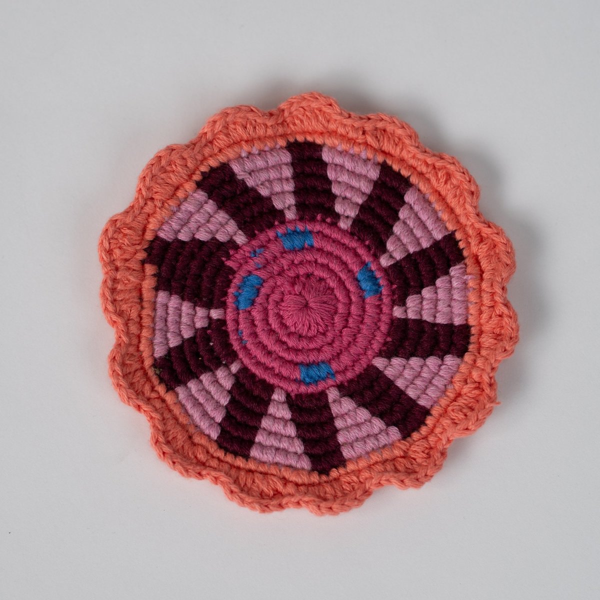Portavasos de crochet coral