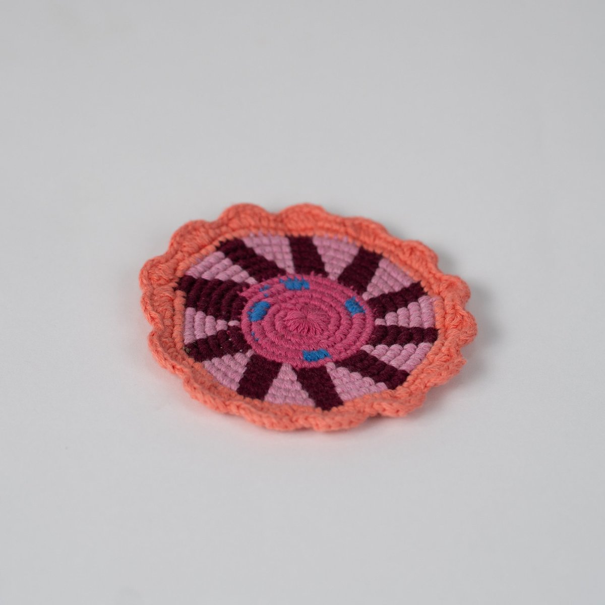 Portavasos de crochet coral